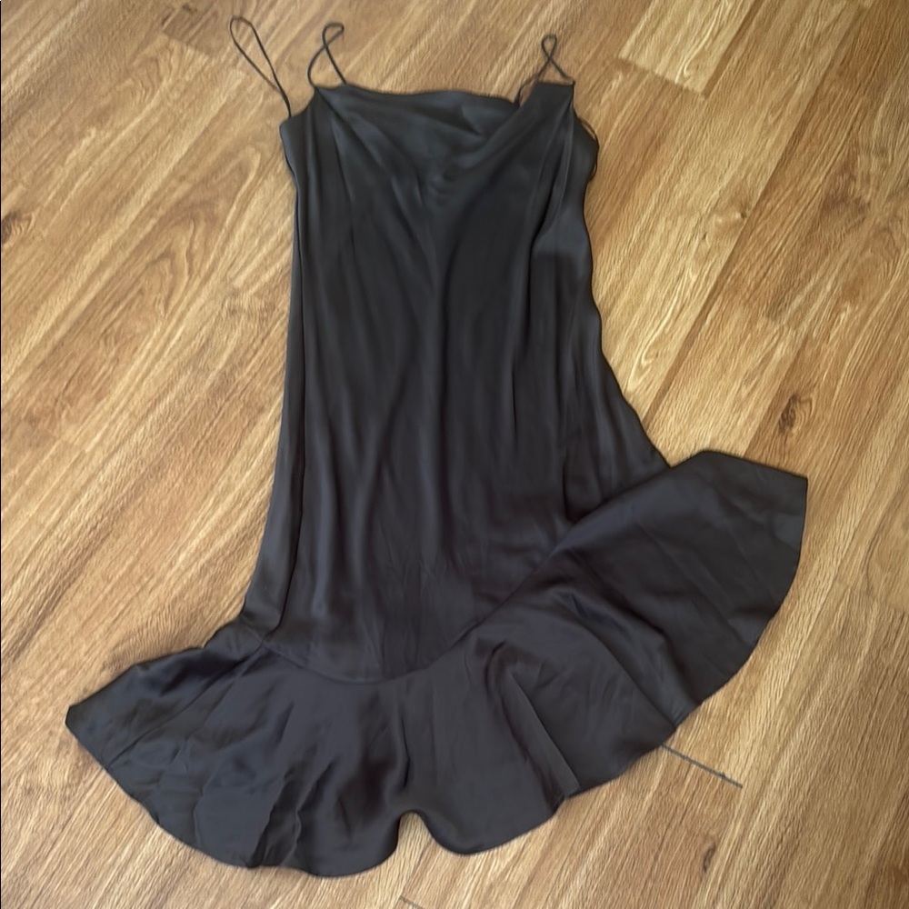 Scoop NYC Brown Ruffled Slip Dress for Cocktail